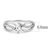 Alamode High polished (no plating) Stainless Steel Ring with AAA Grade CZ in Clear - Flyclothing LLC