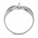 Alamode High polished (no plating) Stainless Steel Ring with AAA Grade CZ in Clear - Flyclothing LLC