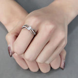 Alamode High polished (no plating) Stainless Steel Ring with AAA Grade CZ in Clear - Flyclothing LLC