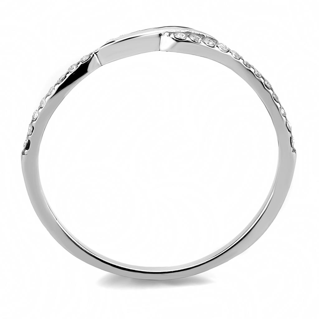 Alamode High polished (no plating) Stainless Steel Ring with AAA Grade CZ in Clear - Flyclothing LLC