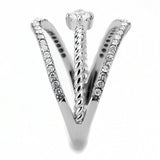 Alamode High polished (no plating) Stainless Steel Ring with AAA Grade CZ in Clear - Flyclothing LLC