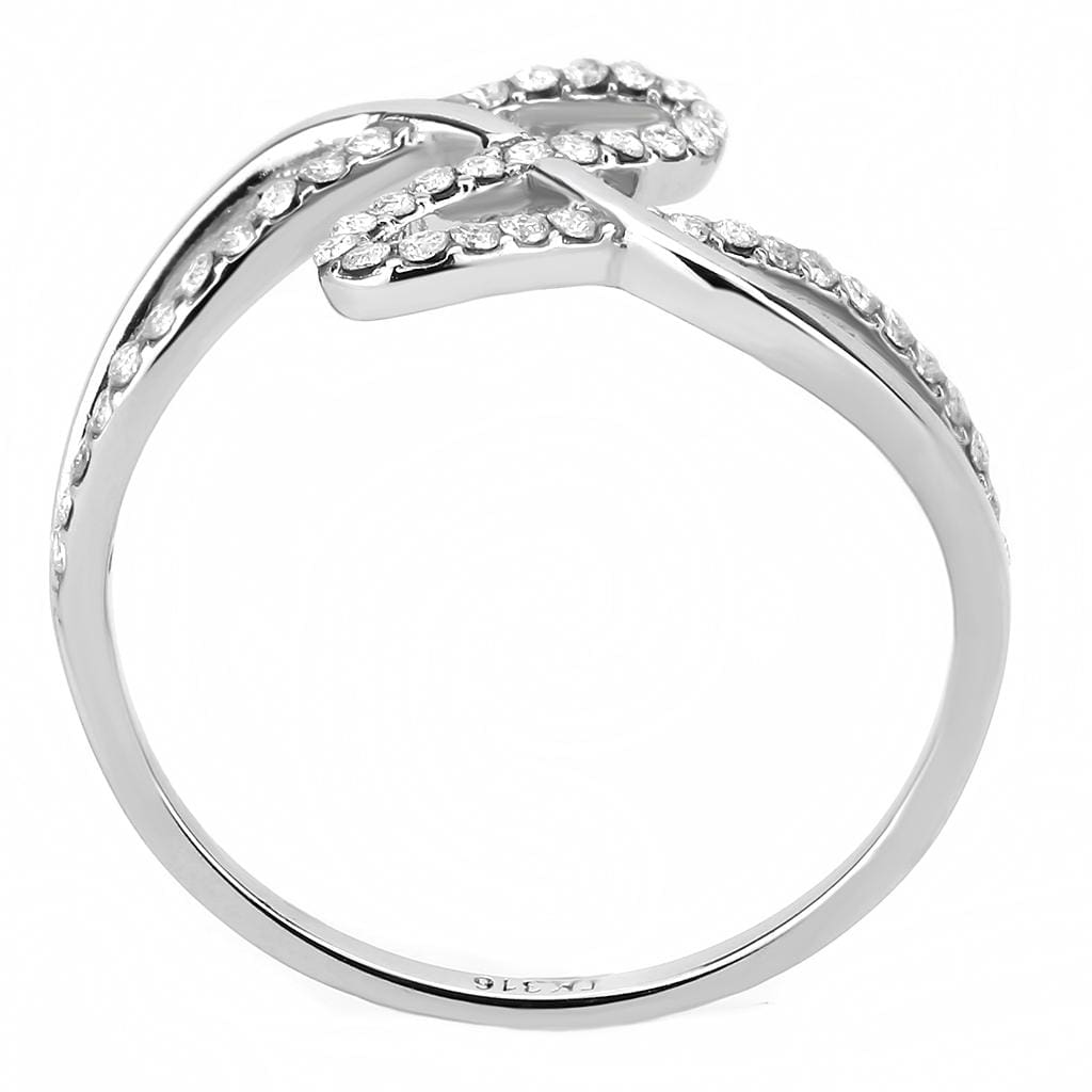 Alamode High polished (no plating) Stainless Steel Ring with AAA Grade CZ in Clear - Alamode