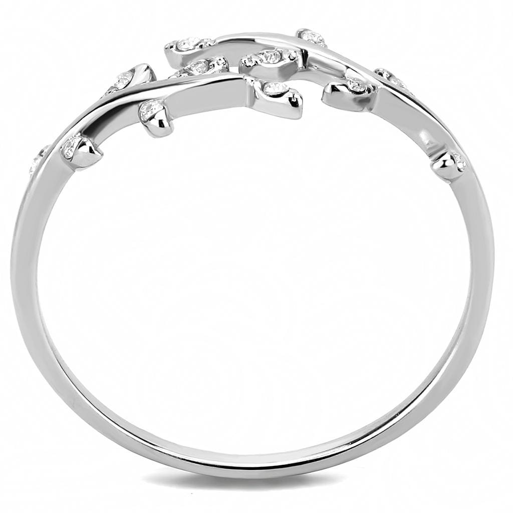 Alamode High polished (no plating) Stainless Steel Ring with AAA Grade CZ in Clear - Alamode