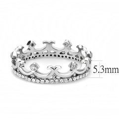 Alamode High polished (no plating) Stainless Steel Ring with AAA Grade CZ in Clear - Alamode