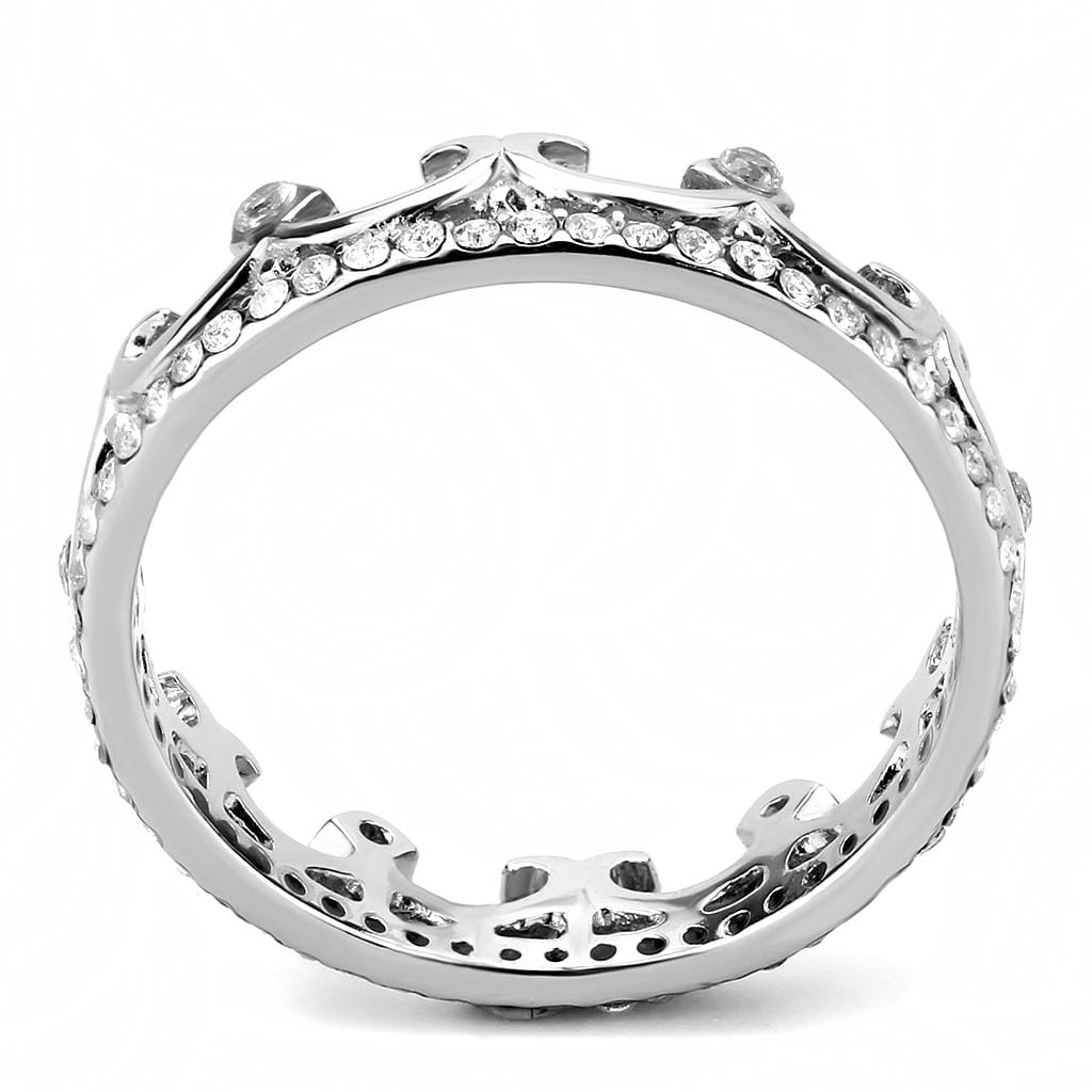 Alamode High polished (no plating) Stainless Steel Ring with AAA Grade CZ in Clear - Alamode