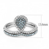 Alamode High polished (no plating) Stainless Steel Ring with AAA Grade CZ in Sea Blue - Alamode