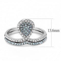 Alamode High polished (no plating) Stainless Steel Ring with AAA Grade CZ in Sea Blue - Alamode