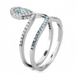 Alamode High polished (no plating) Stainless Steel Ring with AAA Grade CZ in Sea Blue - Alamode