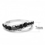 Alamode High polished (no plating) Stainless Steel Ring with AAA Grade CZ in Black Diamond - Flyclothing LLC