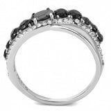 Alamode High polished (no plating) Stainless Steel Ring with AAA Grade CZ in Black Diamond - Flyclothing LLC