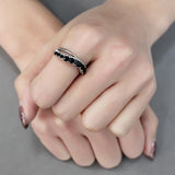 Alamode High polished (no plating) Stainless Steel Ring with AAA Grade CZ in Black Diamond - Flyclothing LLC