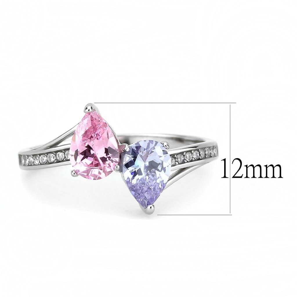 Alamode High polished (no plating) Stainless Steel Ring with AAA Grade CZ in Multi Color - Alamode