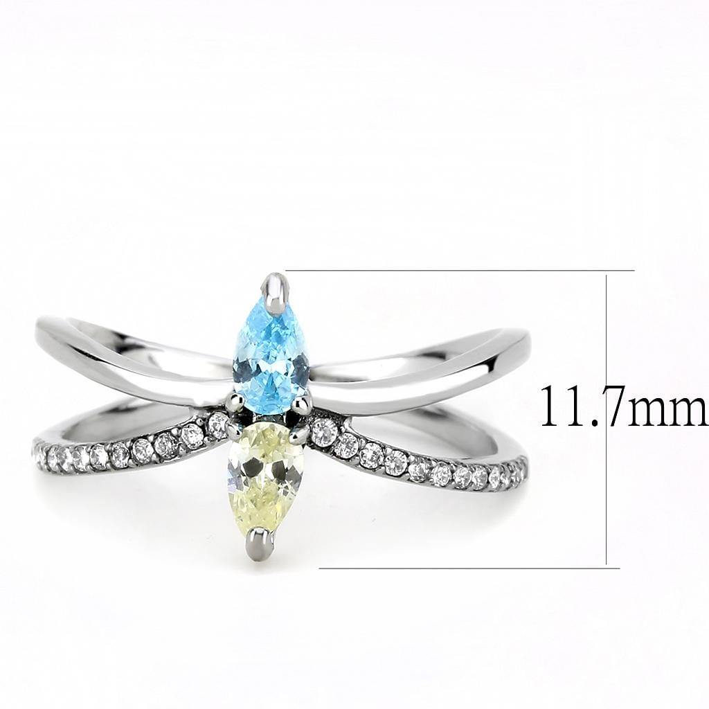 Alamode High polished (no plating) Stainless Steel Ring with AAA Grade CZ in Multi Color - Alamode