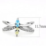 Alamode High polished (no plating) Stainless Steel Ring with AAA Grade CZ in Multi Color - Alamode