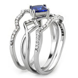 Alamode High polished (no plating) Stainless Steel Ring with Synthetic Spinel in London Blue - Alamode