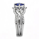 Alamode High polished (no plating) Stainless Steel Ring with Synthetic Spinel in London Blue - Alamode