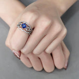 Alamode High polished (no plating) Stainless Steel Ring with Synthetic Spinel in London Blue - Alamode