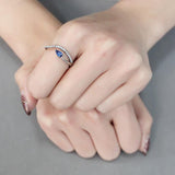 Alamode High polished (no plating) Stainless Steel Ring with Synthetic Spinel in London Blue - Alamode