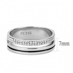 Alamode High polished (no plating) Stainless Steel Ring with AAA Grade CZ in Clear - Alamode