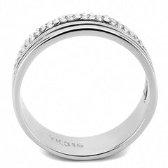 Alamode High polished (no plating) Stainless Steel Ring with AAA Grade CZ in Clear - Alamode