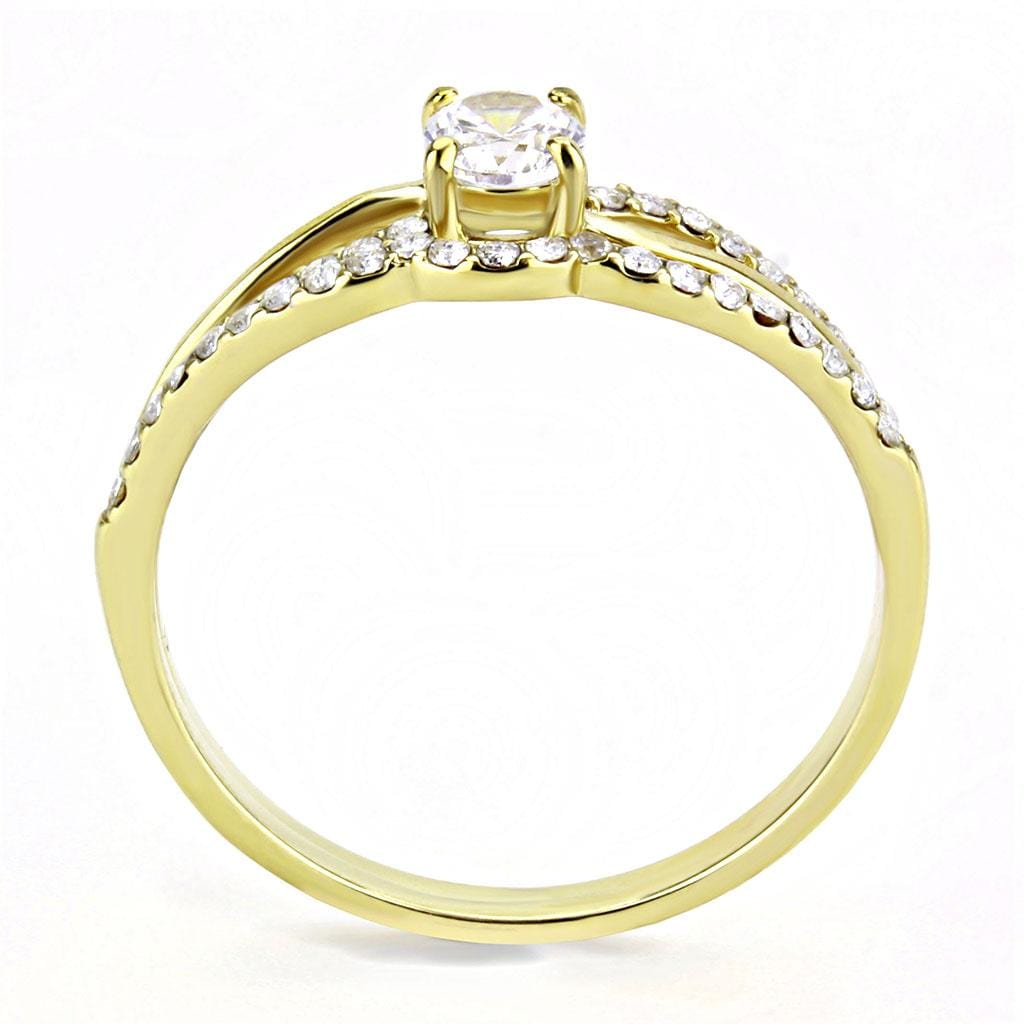 Alamode IP Gold(Ion Plating) Stainless Steel Ring with AAA Grade CZ in Clear - Alamode