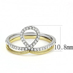 Alamode Two-Tone IP Gold (Ion Plating) Stainless Steel Ring with AAA Grade CZ in Clear - Alamode