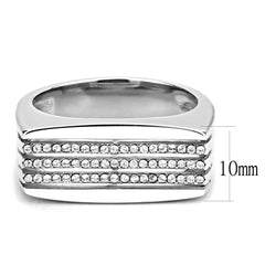 Alamode High polished (no plating) Stainless Steel Ring with AAA Grade CZ in Clear - Alamode