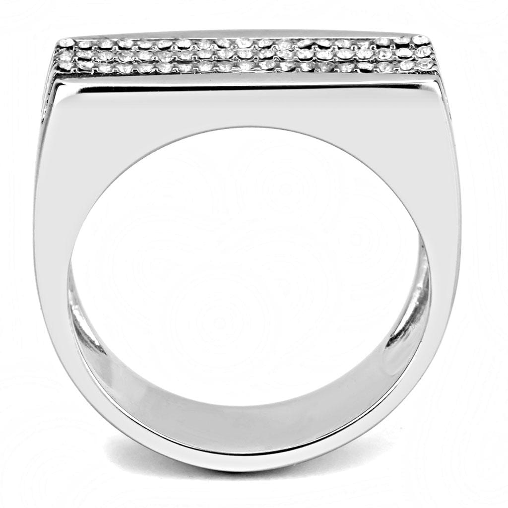 Alamode High polished (no plating) Stainless Steel Ring with AAA Grade CZ in Clear - Alamode