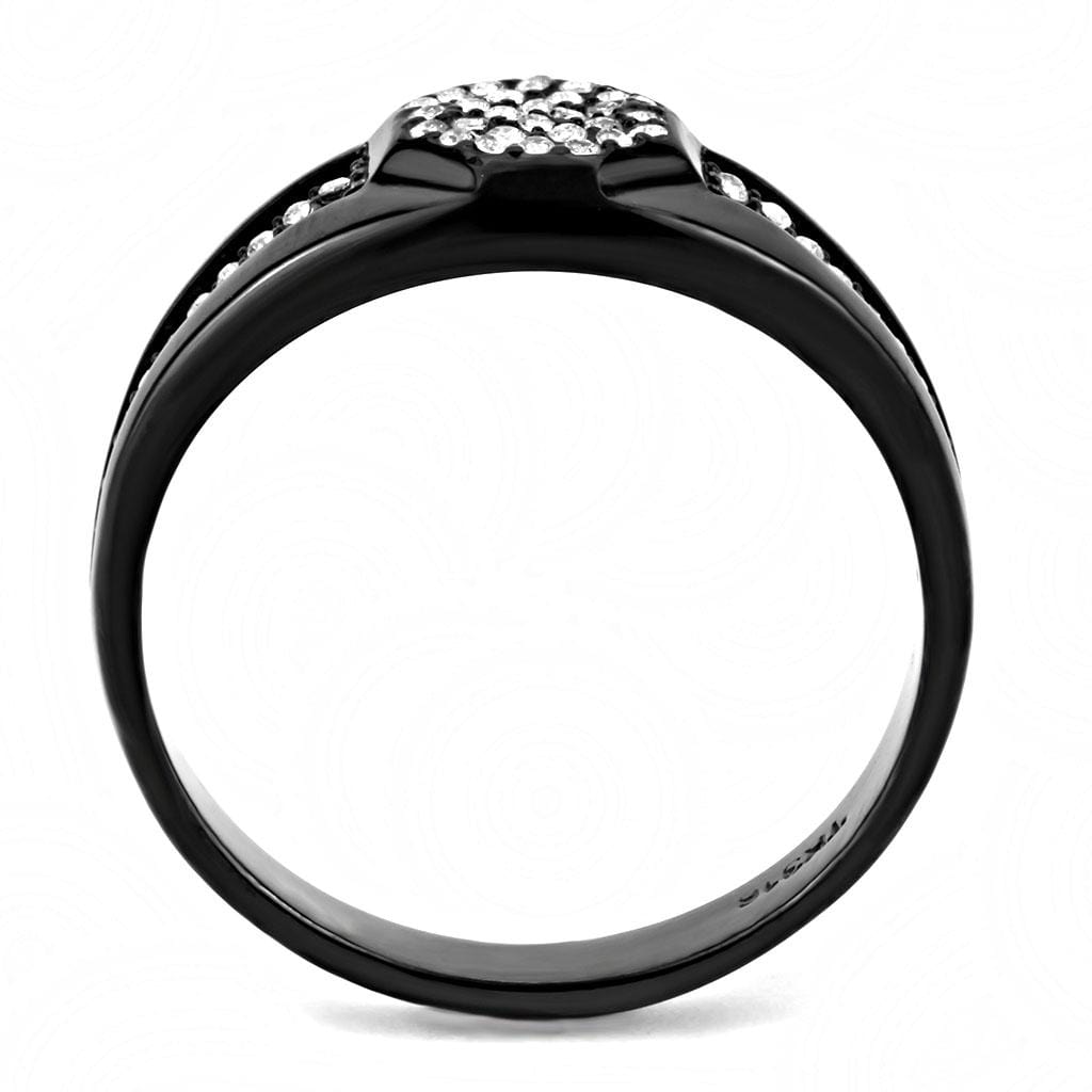 Alamode IP Black(Ion Plating) Stainless Steel Ring with AAA Grade CZ in Clear - Alamode