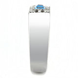 Alamode High polished (no plating) Stainless Steel Ring with Top Grade Crystal in Sea Blue - Alamode