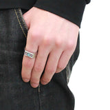 Alamode High polished (no plating) Stainless Steel Ring with Top Grade Crystal in Sea Blue - Alamode