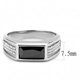 Alamode High polished (no plating) Stainless Steel Ring with AAA Grade CZ in Black Diamond - Flyclothing LLC