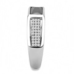 Alamode High polished (no plating) Stainless Steel Ring with AAA Grade CZ in Black Diamond - Flyclothing LLC