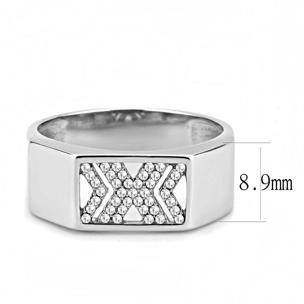 Alamode High polished (no plating) Stainless Steel Ring with AAA Grade CZ in Clear - Alamode