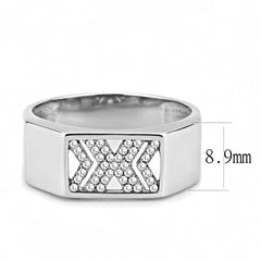 Alamode High polished (no plating) Stainless Steel Ring with AAA Grade CZ in Clear - Alamode