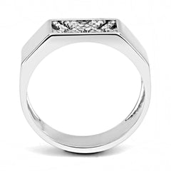 Alamode High polished (no plating) Stainless Steel Ring with AAA Grade CZ in Clear - Alamode