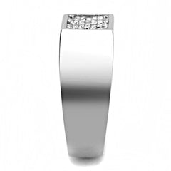 Alamode High polished (no plating) Stainless Steel Ring with AAA Grade CZ in Clear - Alamode