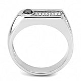 Alamode High polished (no plating) Stainless Steel Ring with AAA Grade CZ in Black Diamond - Flyclothing LLC