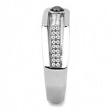 Alamode High polished (no plating) Stainless Steel Ring with AAA Grade CZ in Black Diamond - Flyclothing LLC