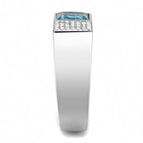 Alamode High polished (no plating) Stainless Steel Ring with Synthetic in Sea Blue - Alamode