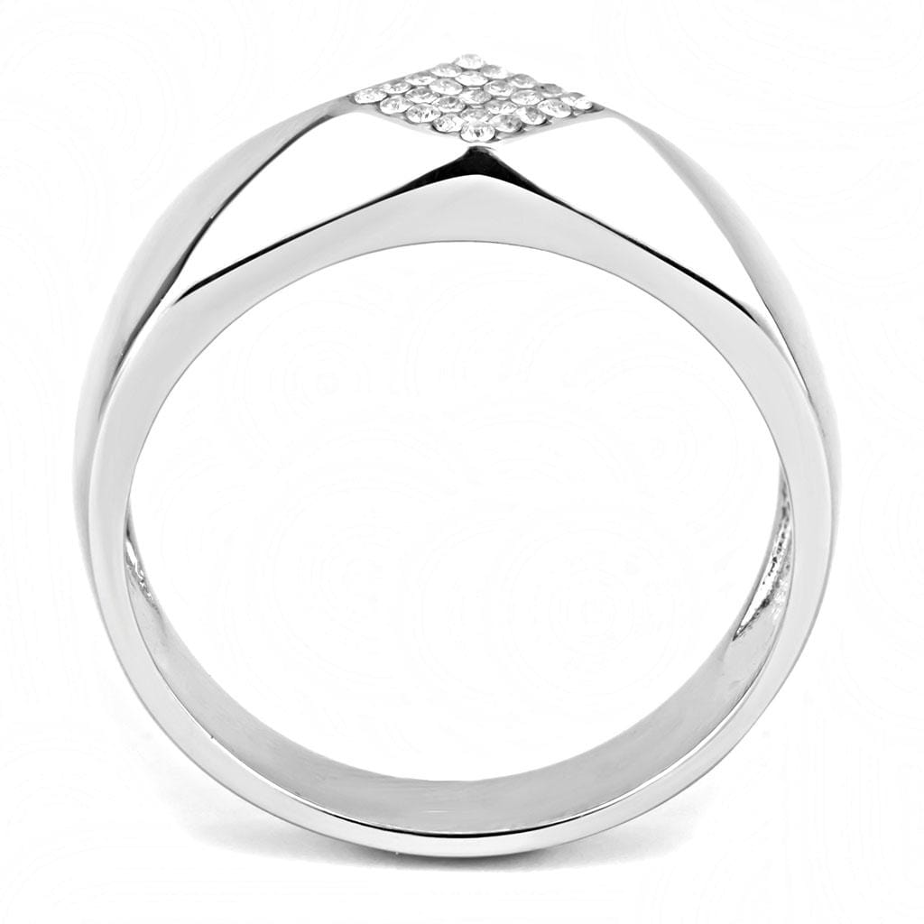 Alamode High polished (no plating) Stainless Steel Ring with AAA Grade CZ in Clear - Alamode