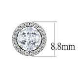 Alamode High polished (no plating) Stainless Steel Earrings with AAA Grade CZ in Clear - Flyclothing LLC