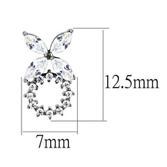 Alamode High polished (no plating) Stainless Steel Earrings with AAA Grade CZ in Clear - Flyclothing LLC