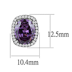 Alamode High polished (no plating) Stainless Steel Earrings with AAA Grade CZ in Amethyst - Flyclothing LLC