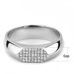 Alamode No Plating Stainless Steel Ring with AAA Grade CZ in Clear - Alamode