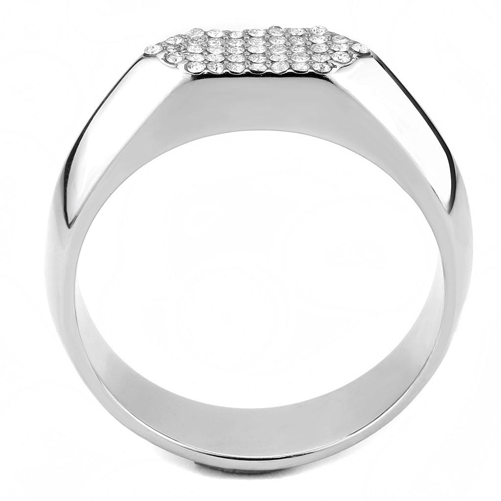 Alamode No Plating Stainless Steel Ring with AAA Grade CZ in Clear - Alamode