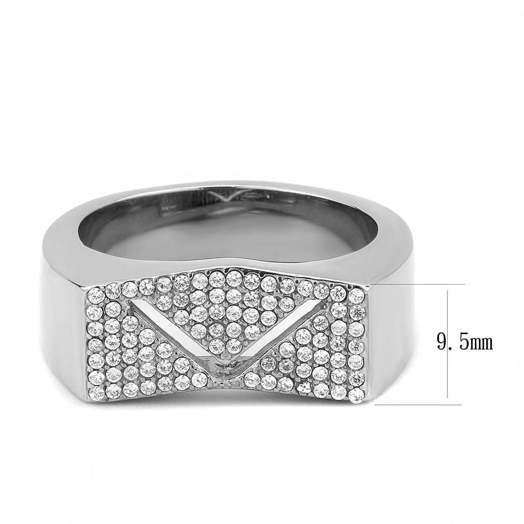 Alamode No Plating Stainless Steel Ring with AAA Grade CZ in Clear - Alamode