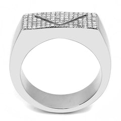 Alamode No Plating Stainless Steel Ring with AAA Grade CZ in Clear - Alamode