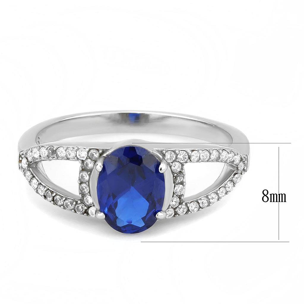 Alamode No Plating Stainless Steel Ring with Synthetic Spinel in London Blue - Alamode