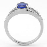 Alamode No Plating Stainless Steel Ring with Synthetic Spinel in London Blue - Alamode